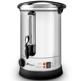 TRESKO TRESKO® Glühweinkocher Silber 6,8L / 1500W Einkochautomat aus Edelstahl Glühweinkessel Glühweinautomat Heißgetränkeautomat Heißwasserspender