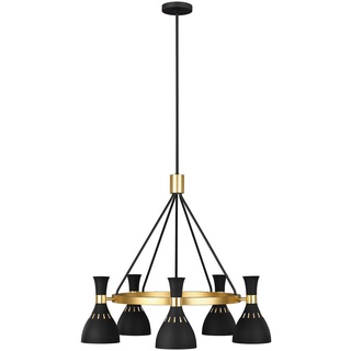 Elstead Lighting Kronleuchter , Schwarz, Messingfarben , Metall , 89.3 cm , Grüner Punkt, RoHS , Lampen & Leuchten, Innenbeleuchtung, Hängeleuchten, Kronleuchter