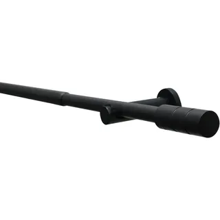 GARDINIA Gardinenstangen-Set Kreta, Komplettstilgarnitur inkl. Befestigungsmaterial, Vorhangstange ausziehbar, 120-210 cm, Metall, Schwarz-Matt