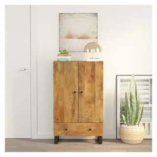 vidaXL Highboard mit Schublade 60x33x100 cm Massivholz Mango & Eisen
