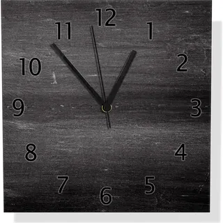 Wallario Design Wanduhr Dunkler schwarzer Stein - Muster - Steinoptik aus Aluverbund, Größe 30 x 30 cm - Schwarz