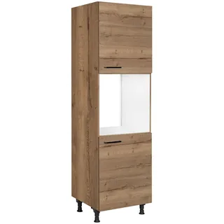 Nobilia Geräteumbauschrank , Eiche dunkel , Metall , 2 Fächer , nur wie online abgebildet bestellbar , 60x216.6x58 cm , Blauer Engel, Pefc, Goldenes M, Made in Germany, DGM-Klimapakt , Küchen, Küchenmöbel, Küchenschränke, Geräteumbauschränke