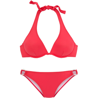 Bügel-Bikini CHIEMSEE, Damen, Gr. 38, Cup B, rot (hummer), Polyamid, unifarben, Bikini-Sets Bügel-Bikini, mit silbernem Zierring, Topseller