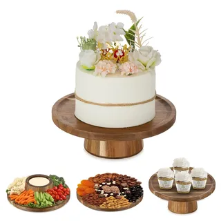 NUPTIO Tortenständer Cupcake Ständer Tortendeko: 24.3cm Hochzeitstortenständer Holz Rund Deko Hochzeitstorte für Torten Lebensmittel Hochzeit Party Geschenk Multifunktionale