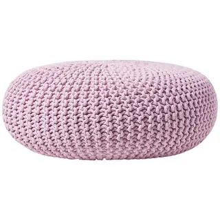 Homescapes Strick-Pouf Textil 70 x 23 x 70 cm Rosa