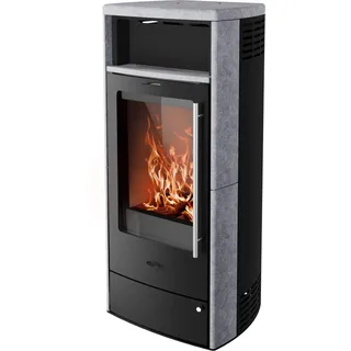 Fireplace Torino Kaminofen Speckstein Schwarz 6 kW mit Automatik