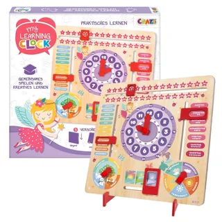 Craze My Learning Clock Princess - Lernuhr für Kinder aus Holz, Kalenderuhr zum Lernen für Kinder, Lerntafel Uhr Jahreszeiten Wanduhr, Lila
