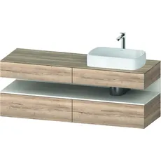 Duravit Qatego Konsolenwaschtischunterbau, 2 Auszüge, 2 Schubkästen, Ausschnitt rechts, 1600x550x600mm, Nische Weiß Supermatt, QA4778084, Farbe: Eiche Marmoriert