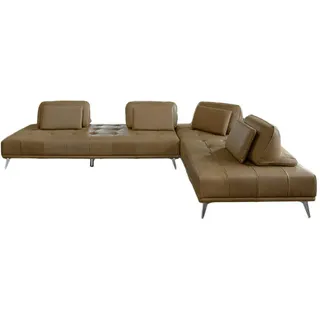 Kawola Modulsofa Wiolo Beige Leder , Echtholz , Füllung: Komfortschaum , 350x83x240 cm , Wohnzimmer, Sofas & Couches, Sofas