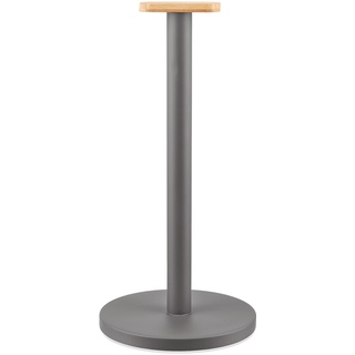 Alessi Mattina BG05 DG - Design-Küchenrollenhalter aus Farbigem Stahl mit Epoxidharz und Knopf aus Bambusholz, Dunkelgrau, Dark Grey