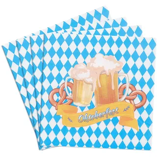 40 Stück Oktoberfest Servietten Blau Weiß,Bayrische Party Deko Tischdeko Set Bayerische Servietten Accessoires Oktoberfestdeko Partygeschirr Paper Papierservietten für Bayrisch Dekoration Partyzubehör