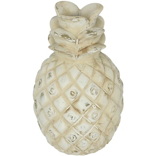 Flair Flower Dekoobjekt Ananas aus Keramik dekorative Statue Ananas Deko-Ananas Altweiß Deko Outdoor Creme Shabby Landhaus Gartenfigur Geschenk künstliches Obst Gartendeko Accessoire Ornamente, 20cm