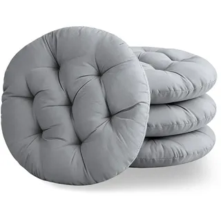 MOFXWHE 4er Set Stuhlkissen Rund, 40cm Bequemes Sitzkissen Gefüllte Sitzkissen, Runden Bodenkissen Stuhlauflage für Indoor, Outdoor, Küche, Garten, Esszimmer, Wohnzimmer, Studierzimmer (Dunkel Grau)