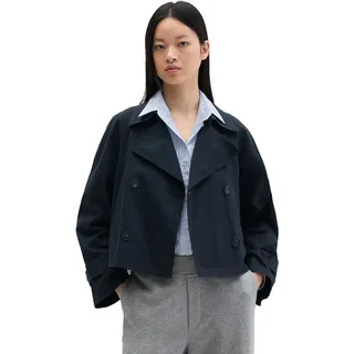 Kurzjacke MARC O'POLO, Damen, Gr. 36, deep night blau, Twill, Obermaterial: 100% Baumwolle, relaxed fit kurz, Jacken Kurzjacke, Trenchjacke relaxed aus Organic Cotton-Twill