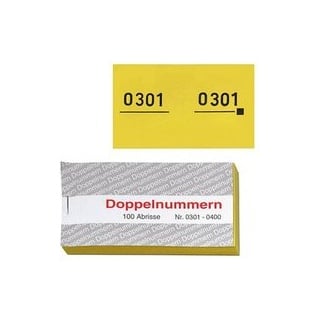 WOLF & APPENZELLER Doppelnummernblöcke 0001-0100, 0101-0200, 0201-0300, 0301-0400, 0401-0500, gelb, 5 Blöcke