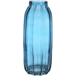 JAKY Global Elegante blaue Glasvase, 32 cm hoch, Tischaufsatz für Zuhause oder Büro, Dekoration, atemberaubende Glasvase für Blumen, perfekt für Bauernhaus, 32 cm