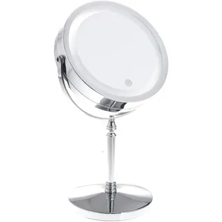 Dimmbar LED Kosmetikspiegel 5x Vergrößerung, 7" Schminkspiegel beleuchetet für Make-up Rasieren, Doppelseitiger Rasiersipegel mit Touch Funktion, Batteriebetrieben + mit EU-Stecker, TKD3144-5x