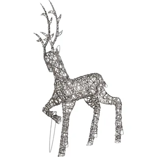BELIANI Outdoor LED Weihnachtsbeleuchtung Silber Metall 140 cm in Rentierform mit Stromanschluss zum Aufstellen für Außen Deko Adventsdekoration - Silber