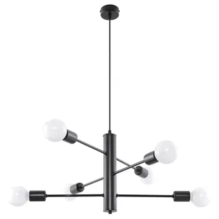 Sollux Lighting Leuchtmittel: E27, 6x60W, 6x15W LED, 50-60Hz, ~220-230V, IP20, Schutzklasse I Leuchtmittel nicht inkl. Abmessungen: 60/60/85 cm Material: Stahl Kolor: schwarz, SL.0305