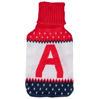 Villa d’Este Home Tivoli Wärmflasche 2 l, Monogram Winter A, Rot + Weiß + Blau, M
