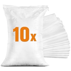 TK THERMALKING 10x Sandsäcke für Hochwasser - Sandsack leer mit Zugband zum Befüllen – Hochwasserschutz Kellerfenster – PP Gewebesack Weiß (40 x 60 cm)