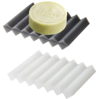 SHIMOYAMA Selbstentleerender Seifenhalter, 2 Stück, Silikon-Akkordeon-Seifenschale, Seifensparer, Pinselhalter für Aquarellpinsel, Schwämme, Badezimmer, Arbeitsplatte, Badewanne