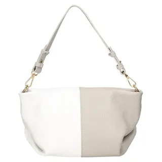 Damen Schultertasche aus echtem Leder, zweifarbig, mit verstellbarem Trageriemen, handgefertigt in Italien