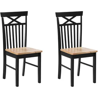 Beliani Esszimmerstuhl Holz schwarz/braun 2er Set