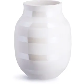 Kähler Vase H20 cm Omaggio Originaldesign mit handgemalte Streifen, Weiss