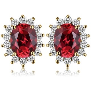 JewelryPalace Prinzessin Diana Kate Middleton 1.3ct Echt Garnet Ohrstecker Silber 925 Damen, Schmuck Set Rot, Ohrringe Silber Edelstein Mädchen, Ohrstecker Silber mit Stein Frauen Geschenk Vergoldet