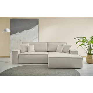 OTTO home »FINNLEY, L-Form 257 cm, Schlafsofa« mit Bettkasten, in Bouclé, Struktur fein und Mega Cord,