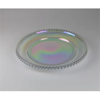 Dekoteller AM DESIGN "aus Glas", silber (klar), B:0,74cm T:2cm Ø:26,5cm, Glas, Dekoschalen, Dekoteller, 2er Set Ø: 26,5 cm