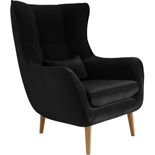 MIRJAN24 Polstersessel Estjano, Ohrensessel, Relaxsessel, Stilvoll Wohnzimmer Sessel (Farbe: Kronos 07) - Schwarz, Beige