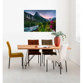 Komar Leinwandbild »Keilrahmenbild - Scandinavian Paradise - Größe 90 x 60 cm«, Baum-Blätter-Natur-Berge-Blumen-Foto-Jahreszeiten-Landschaft-Meer-Strand-Palmen, (Packung, 1 St.), Deutsches Qualitätsvlies (155 g/m2), bunt