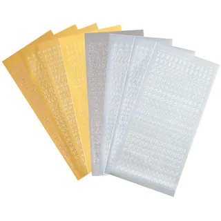 HFMYGS 8 Blatt Wachsbuchstaben FüR Kerzen, Bastelset Kommunionkerze, Aufkleber Wachsplatten Kerzen Kommunion,FüR Taufkerze Selber Machen Set Buchstaben Zahlen (Gold, Silber).