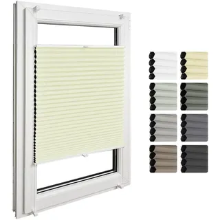 Home-Vision Premium Doppelplissee mit Klemmfix Weiß-Creme B85 x H100cm | Wabenplissee ohne Bohren Modern Klemmfix Blickdicht Plissee Sonnenschutz Hitzeschutz Jalousie für Fenster Thermo