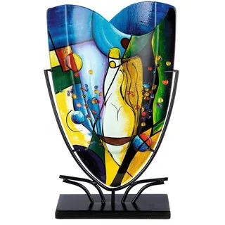 Casablanca by Gilde "Magic, Dekovase", Vase aus Glas, mit schwarzem Metallfuß,