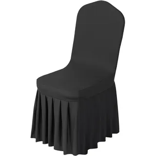 VEVOR 30 x Stuhlhussen Stuhlbezug mit flacher Vorderseite Stretch waschbarer & abnehmbarer Stuhlüberzug aus Polyester-Spandex für Hochzeitsfeiern, passend für Stühle (51 x 45 x 95 cm) Schwarz