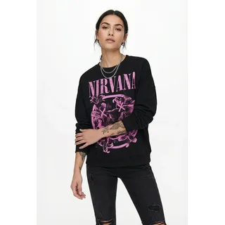 Sweatshirt ONLY CARMAKOMA "CARHAVEN L/S O-NECK SWEAT LC JRS", Damen, Gr. M, schwarz print:face, Sweatware, Obermaterial: 60% Baumwolle, 40% Polyester, bedruckt, regular fit normal, Rundhals, Sweatshirts Sweatshirt