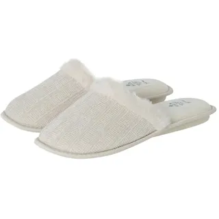 Women'secret Daily Nordic Botanical Damen-Slipper Elfenbein, mittlere Breite, elfenbein, Medium Ancho