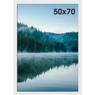 COMPOLICY 50x70 cm Bilderrahmen Weiß Bilderrahmen Holz rahmen 50x70 Standing and Wall-mounting Capabilities Posterrahmen Für Fotos, Bilder, Poster 50x70 picture frame