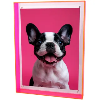 Ligtmor Acryl-Bilderrahmen, magnetisch neon rahmen,21x30 cm dekorativer Tischrahmen,Desktop-Fotorahmen für das Home Office (Neonpink, 21 × 30)