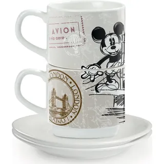 Egan DISNEY COFFEE IN THE CITY Set aus 2 stapelbaren Espressotassen mit Untertassen LONDON