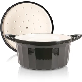 Römertopf Gusseisen Topf mit Deckel 28 cm – Bräter & Schmortopf emailliert, Dutch Oven für alle Herdarten inkl. Induktion, backofenfest bis 250 °C, PFAS-frei – Anthrazit