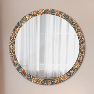 Spiegel - Mirror zum Wandspiegel Schlafzimmer – Schminkspiegel- vintage blumen illustration- Ø100cm
