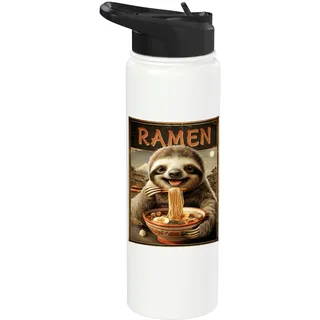 Lustiges Ramen Faultier Anime Otaku Nudeln Grafik Stainless Steel Insulated Water Bottle