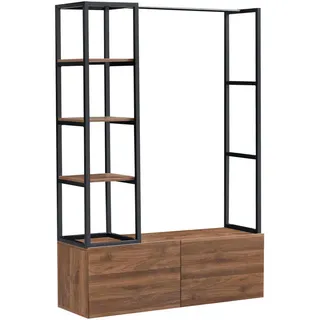 [en.casa] Garderobenständer Egmating 180 x 120 x 40 cm Walnuss