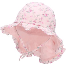 Sterntaler Baby Mädchen Hut Baby Sonnenhut Flower - Baby Hut, Kopfbedeckung Baby Sommer, Sommerhut Baby - aus Baumwolle - rosa, 47