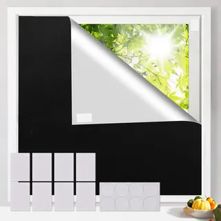 Allesin Verdunklungsrollo ohne Bohren, 200x145CM Fenster Verdunkelung 100% verdunklung, Zuschneidbar verdunkelungsrollo Fenster abdunkeln für Dachfenster, Kinderzimmer, Schlafzimmer