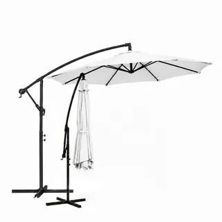 Avilia - Sonnenschirm für den Garten, 300 cm, Höhe 2,5 m, mit dezentralem Arm, Stoff wasserdicht und UV-beständig, Öffnung mit Kurbel, modernes Design für Gartenmöbel, für den Außenbereich, Weiß